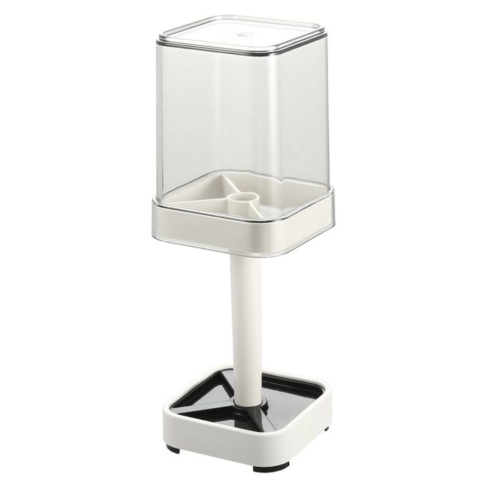 1Pc Bathroom ABS 3 Slots Toothbrush Holder Stand with Cover White 8.86''x2.87''